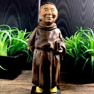 Vintage Decorama Monk Friar Chalkware Figurine | Made In Japan 6”